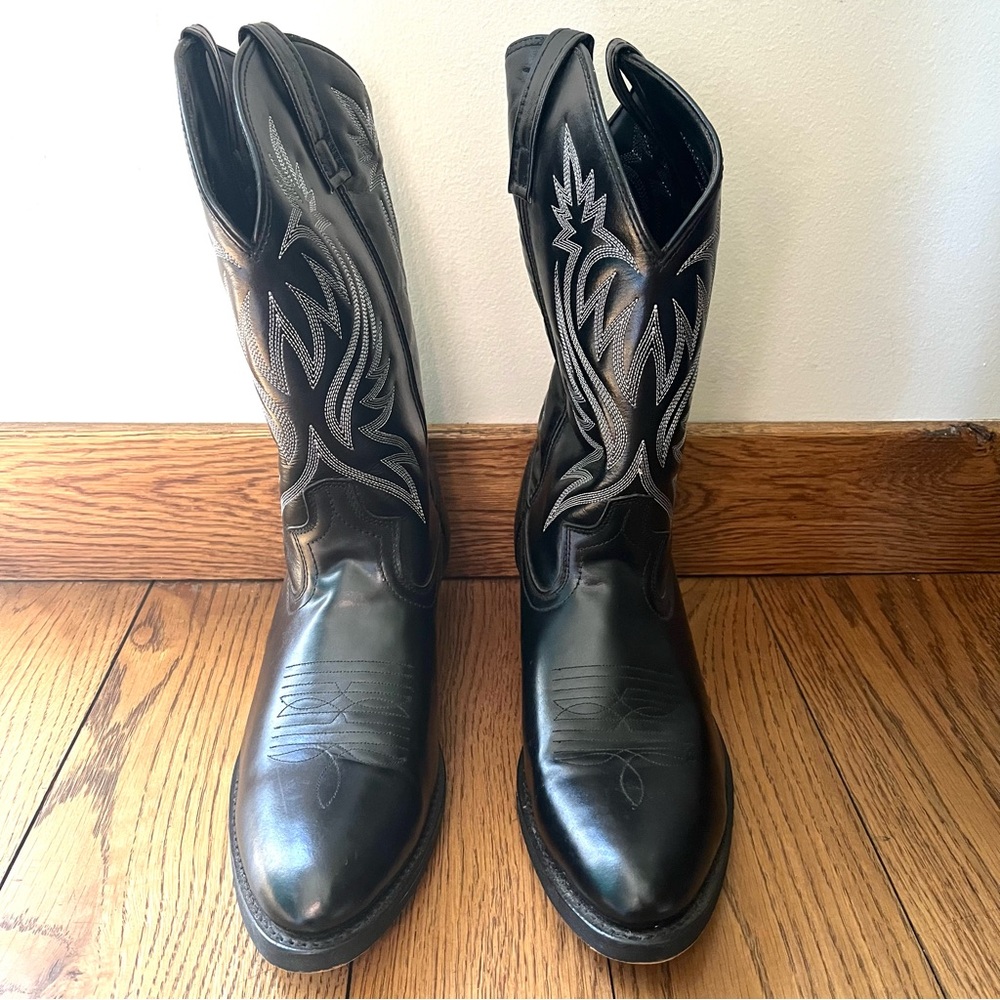 Laredo Classic Black Leather Embroidered 12" Men's Cowboy Boots size 11D Western - Picture 11 of 11